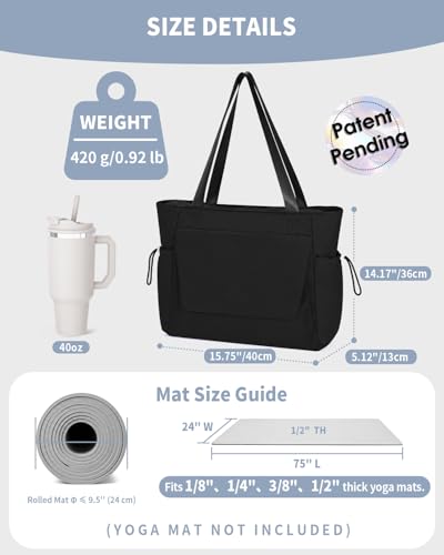 Sportsnew Waterproof Yoga Mat Bag with Wet Pocket - Deep Black