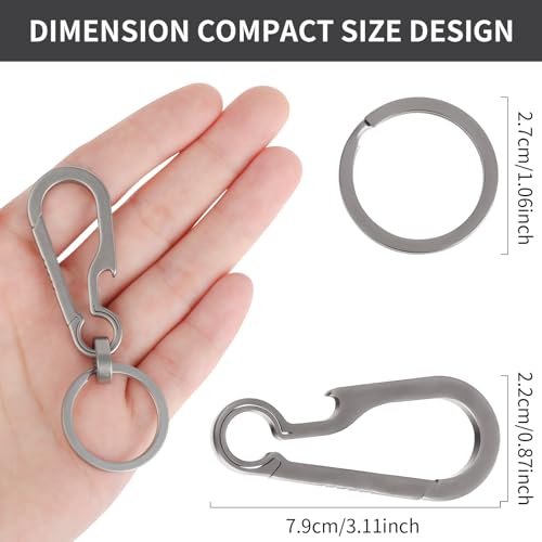 Ouligay Titanium Carabiner Keychain Clip Quick Release Bottle Opener Keychain EDC Key Holder Organizer Titanium Key Chain with Titanium Key Ring