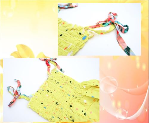 Girls Bohemian Rainbow Dress 2-12T with Necklace - Flower Yellow 9-10 Years