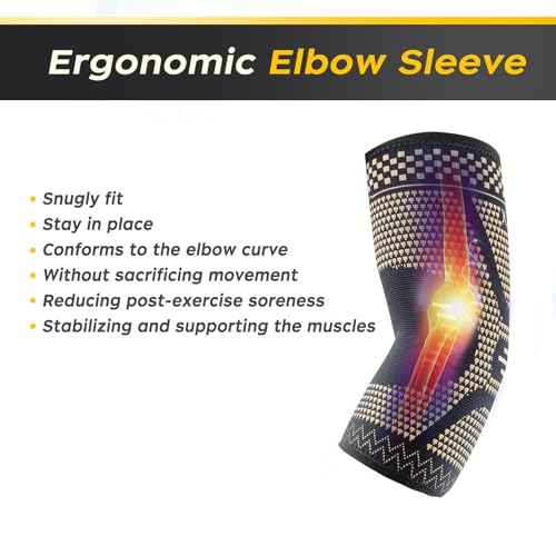 INDEEMAX Copper Elbow Compression Sleeve 1 Pair, Tennis Elbow Brace for Men Women, Elbow Support Wraps for Arthritis, Tendonitis, Bursitis, Sprains, Joint Pain Relief, Weightlifting
