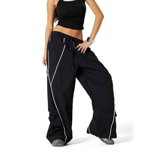 Aelfric Eden Mens Parachute Pants Cool Lines Wide Leg Baggy Y2K Unisex Jogger Casual Sweatpants Track Cargo Pants Streetwear