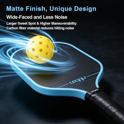 Blue Pickleball Paddles Set of 2 Carbon Fiber 16mm Grip Power Core for Women