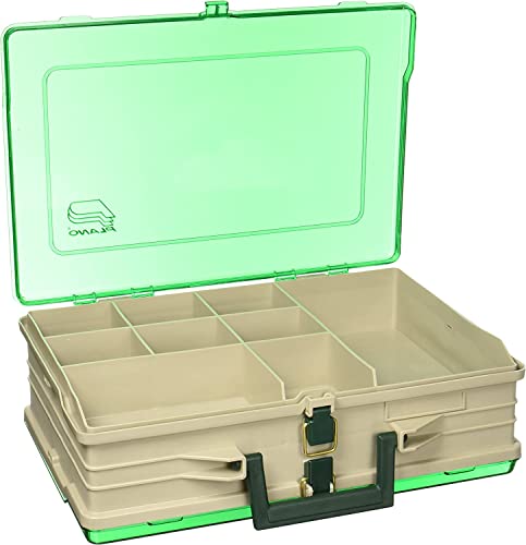 Double Side Tackle Box with 19 Compartments Sandstone and Green