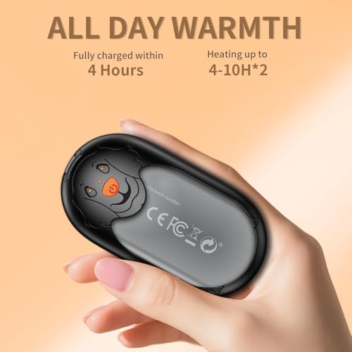 Hand Warmers Rechargeable 2 Pack, Pocket Hand Warmers with AI Control, 3-Temp Setting, 2x10 Hours Safe Heat, Electric Hand Warmers Fit Gloves for Skiing, Fishing, Hunting, Women Xmas Gifts