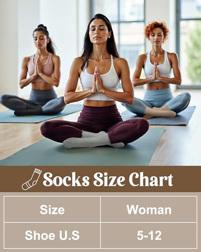 Pilates Socks with Grips for Women - Non Slip Yoga Socks with Ruffle, Beige Brown Grey White - Ludaro