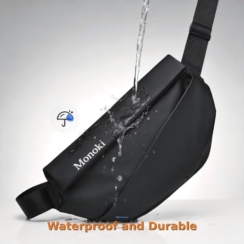 Monoki Waterproof Black Crossbody Sling Bag for Men & Women, Large Capacity