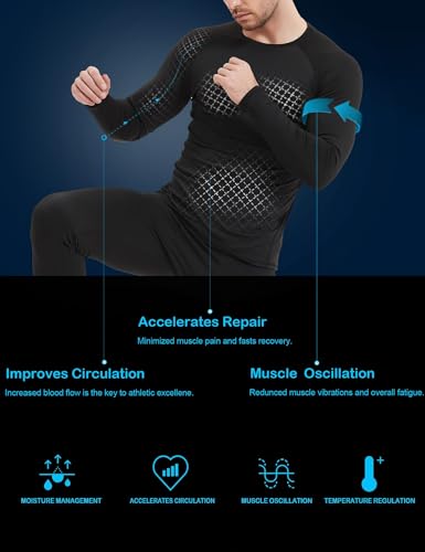 Men's Compression Shirts Long Sleeve Athletic Workout Tops Medium Black - 1/5 Pack