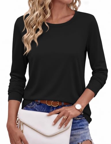 Ekouaer Women's Casual Long Sleeve Thermal Shirt - Large / Black