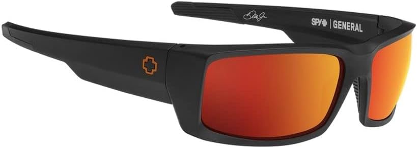 Spy Optic General Dale Jr. Sunglasses Matte Black with Happy Orange Spectra Mirror Lens