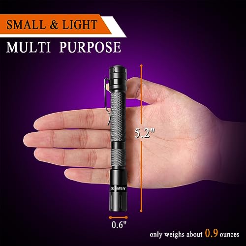 UV Flashlight Penlight 2 Pack - Black & Black, 5.2 Inch Portable Pet Urine & Stain Detector