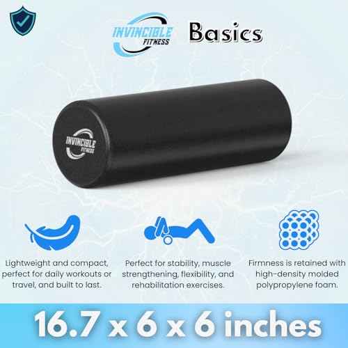 Invincible Fitness 17'' EPP Foam Roller for Deep Tissue Massage ? Enhance Recovery, Relieve Pain, and Boost Mobility for a Stronger, Healthier You (Black)