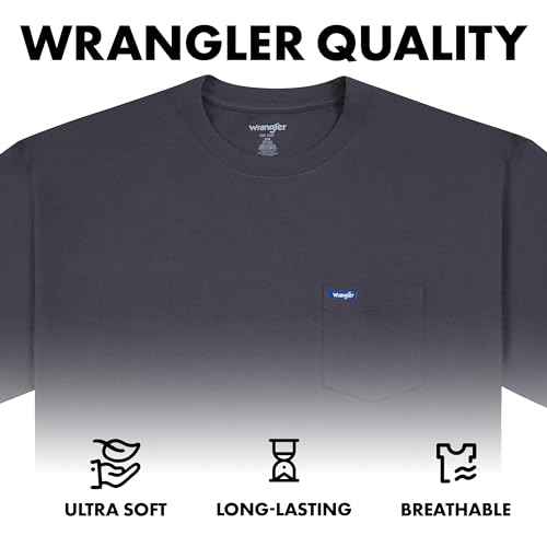 Wrangler Big and Tall T-Shirts for Men - 2 Pack Cotton Tee with Chest Pocket