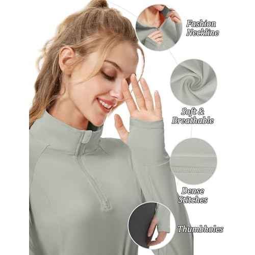 FKEEP Women's Sun Shirts Long Sleeve Athletic Jackets UPF 50+ Top with Thumb Holes Quick Dry for Golf Tennis Hiking