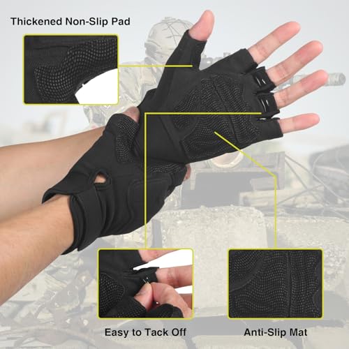 Black Medium Tactical Fingerless Gloves for Climbing Cycling Motorcycle Outdoor Sports
