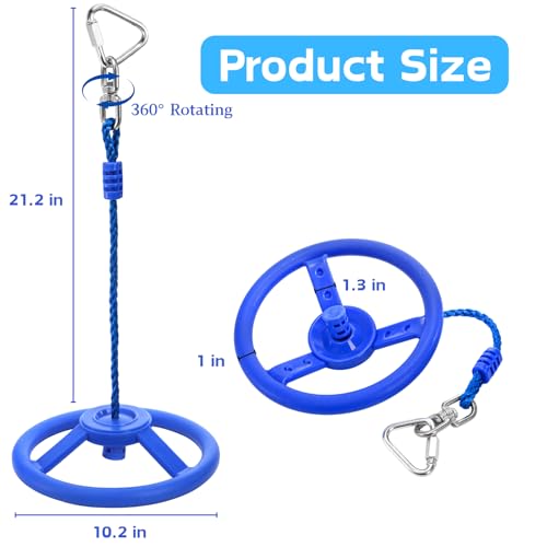 Outdoor Monkey Wheel Swing - 360° Rotating Obstacle Course Accessory, Blue