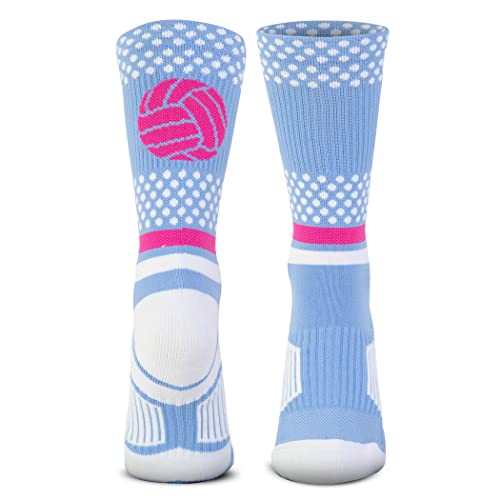 ChalkTalkSPORTS Volleyball Socks - Cushioned Mid-Calf Crew - Tropic Neon Large