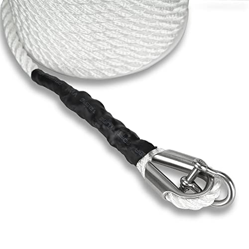 3/8 Inch 150FT White Nylon Anchor Rope Made for Marine Use - Durable & Strong