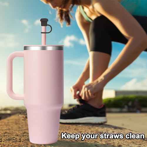 Straw Cover Cap for Stanley Cup, Straw Topper for Stanley 40oz, 30oz, 20oz, Stanley Cup Accessories Silicone Straw Cap Dust-Proof Protector Straw Lid for 0.4in/10mm Straws (Black)
