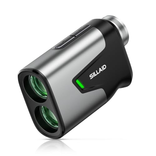 SILLAID Gray Golf Rangefinder with Slope, 1200 Yards, 7X Magnification, Pin Lock Vibration, Rechargeable, Tournament Legal