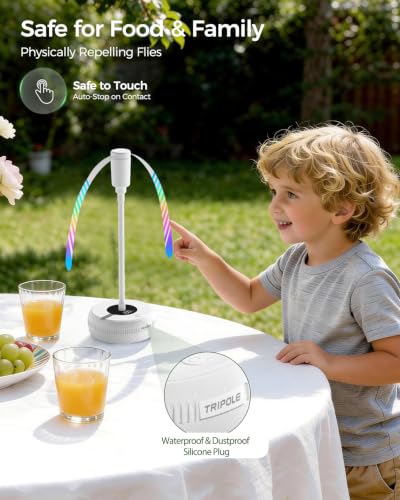 Rechargeable Outdoor Fly Fan with Holographic Blades - White, 4 Pack