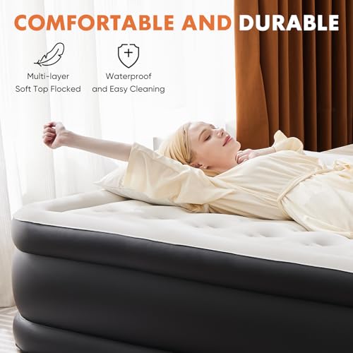 OLIXIS Twin Air Mattress - 16 Inch Double Height Inflatable Bed with Built-in Pump