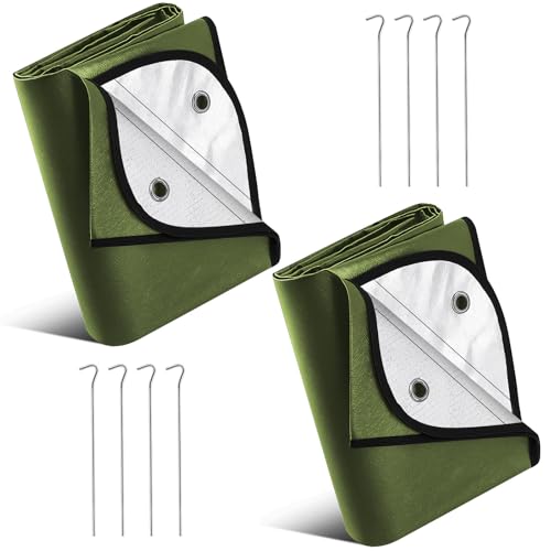 Kingdder 2 Pcs Heavy Duty Emergency Tarps 60 x 82 Inch Green Survival Shelter