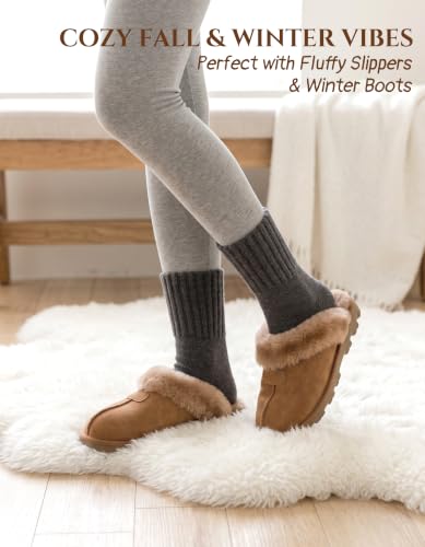 Thermal Women’s Boot Socks 3 Pairs - Thick Cozy Winter Socks, Black/Grey/Beige, Variation 5-9