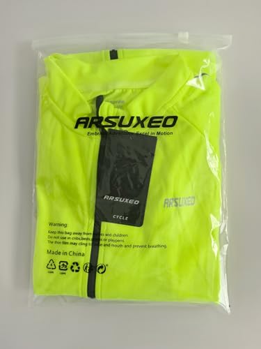 ARSUXEO Men's Cycling Jersey Long Sleeve Slim Fit Bike Jersey Biking Bicycle Cycling Shirt 6038 White Size Medium