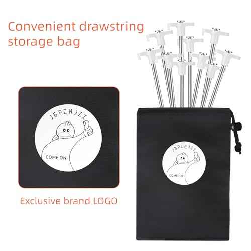 Tent Stakes Heavy Duty Camping Stakes 7 inches (About 18 cm) 10 Pieces, Rust-Proof Metal Tent Nails Ground Stakes Camping Essentials, Tent Camping Accessories (White)