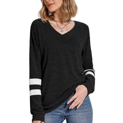 Womens Tops Fall Fashion Sweatshirt for Women Sweaters V Neck Long Sleeve Shirts Trendy Clothes