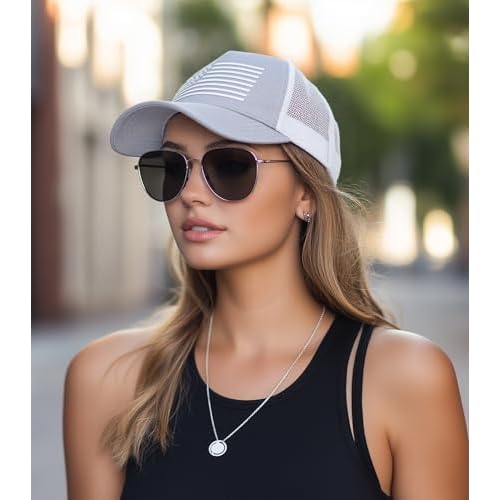 American Flag Trucker Hat Baseball Cap Snapback Fitted Hats for Men Women Snap Closure Design Breathable Mesh Side Durable