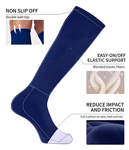 Youth & Adult Baseball Soccer Softball Tube Socks 2 Pack - Small Navy