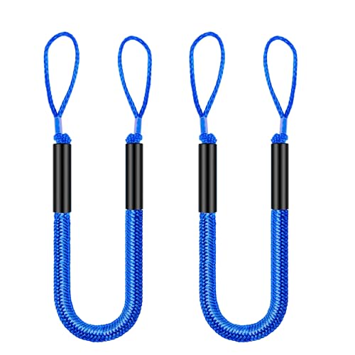 Blue Bungee Dock Lines 4ft Stretch to 6ft Mooring Rope for Boats & PWC - 2 Pack