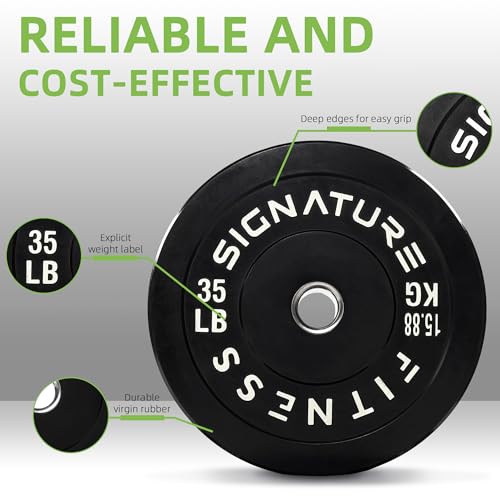Fitvids Olympic Barbell 2-Inch Rubber Bumper Plate Weight Set for Strength Training, Multiple Options