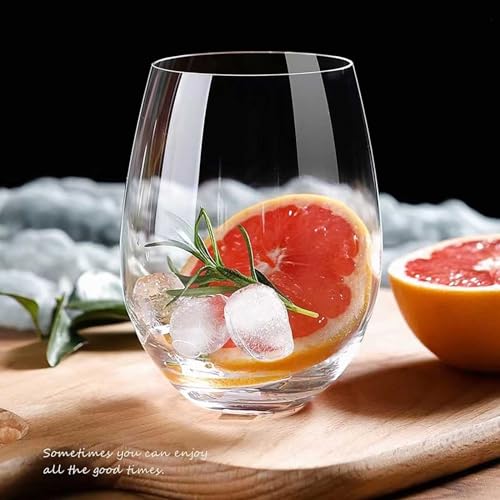 Stemless Wine Glasses Set of 4 - 20oz Lead-Free Dishwasher Safe for Outdoors & Parties
