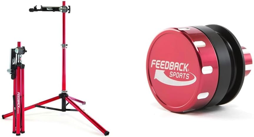 Feedback Sports | Ultralight Bike Repair Stand | Bicycle Workstand W/Tripod Base | Lightweight and Durable Aluminum | Red (Red, Ultralight)