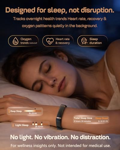 FITVII Screenless Fitness Tracker for Women & Men - Black, Waterproof Wellness Band