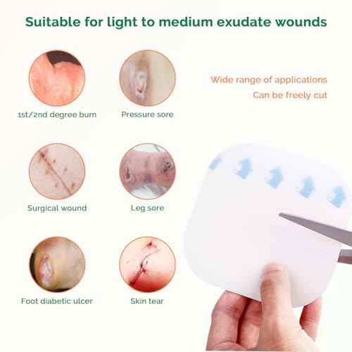 Extra Thin Hydrocolloid Bandages 10 Pack 3" x 3" Large Wound Care Dressing Self Adhesive Big Waterproof Hydrogel Patch Bandaids Healing for Burn Blister Bedsore Acne Care