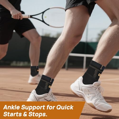 Large Copper Ankle Brace Support - Breathable Adjustable Compression Sleeve - Black 01