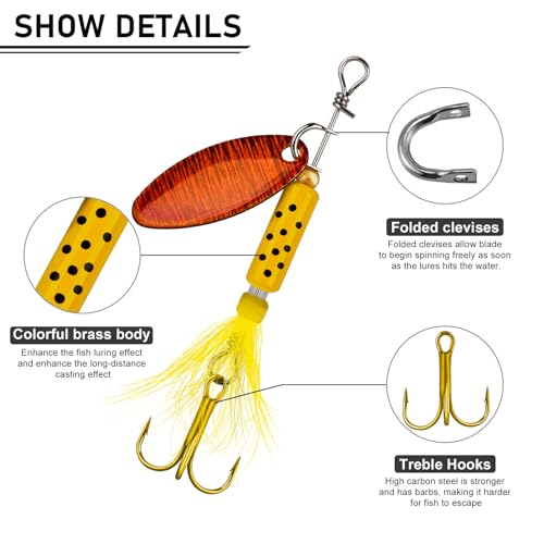 Fishing Spinner Baits Set 4pcs - Trout, Bass, Crappie Lures, 7oz