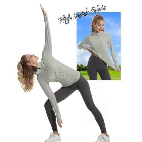 FKEEP Women's Sun Shirts Long Sleeve Athletic Jackets UPF 50+ Top with Thumb Holes Quick Dry for Golf Tennis Hiking