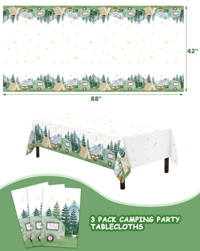 Waterproof Camping Tablecloth Set - 3 Plastic Rectangular Table Covers