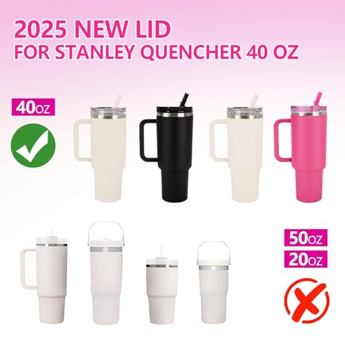40 oz Detachable Lid Replacement for Stanley Tumbler, Leak-Proof Durable Splash-Proof Cover Compatible with Stanley 40 Ounce Cups£¬Cup Accessories for Stanley 2 Pack (Black+Black)