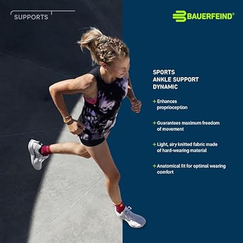 Bauerfeind Sports Ankle Support Dynamic - Ankle Compression Sleeve for Freedom of Movement - 3D AirKnit Fabric for Breathability - Premium Quality & Washable (M, Rivera)