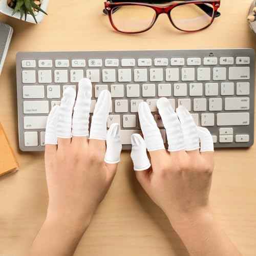 (Approx 300 Pcs) Finger Covers,Latex Finger Covers Disposable Gloves,Thumb and Fingertip Protector Finger Glove,Suitable for Cleaning Beauty Electronic Component Repair Handmade Oroduction(Whiter)