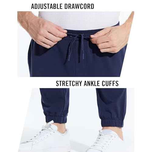 baleaf Men's 27" Cotton Sweatpants Sports Running Hiking Joggers Pants Lightweight Lounge Pocketed Pajamas 7/8 Length