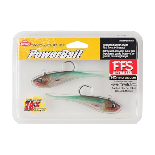 Berkley PowerBait Power Switch Fishing Bait, HD Stealth Minnow, 4.25in, Irresistible Scent and Flavor, Ideal for Bass, Walleye, Panfish, Trout and More
