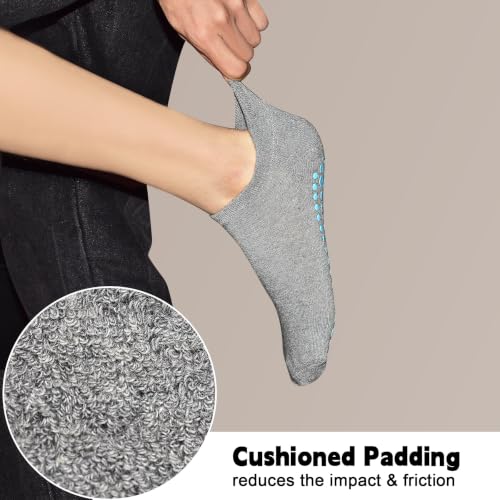 Non Slip Grip Socks for Women - 4 Pairs Yoga Pilates Anti Skid Hospital Socks Black & Gray (Size 5-8) - SkiBeaut
