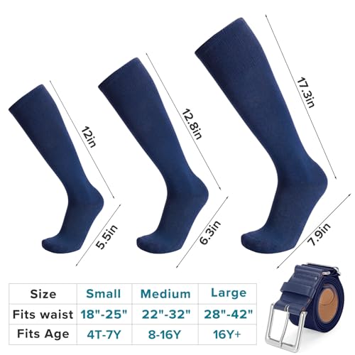 Youth Baseball Socks and Belt Combo - Medium Navy, 2 Pairs & 1 Belt