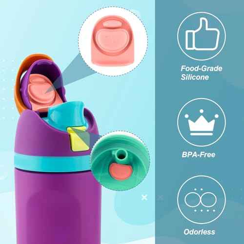 4pcs Replacement Stoppers & 4pcs Bottle Seal Rings for Owala FreeSip 24oz 32oz, BPA-Free Silicone O Ring Water Bottle Top Lid Replacement Parts for 16/19/24/32/40oz Gasket Plug Accessories(Colorful)